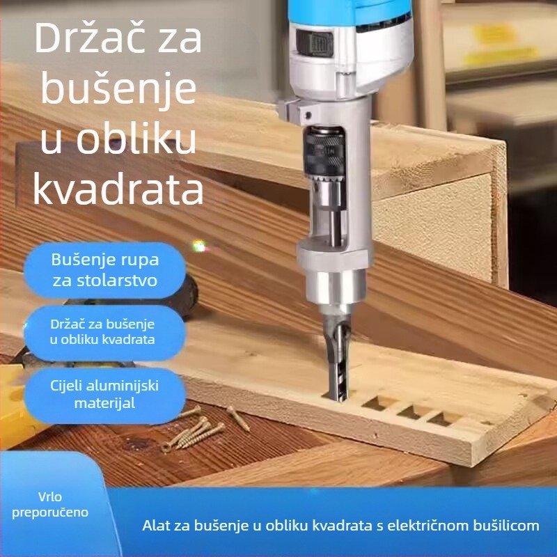Čvrsti držač bušilice sa kvadratnim otvorom za ručne i stolne bušilice, pretvoren u držač ručne bušilice