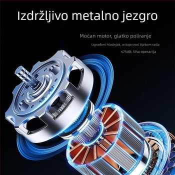 Bežični stroj za poliranje automobila, dvostruka uporaba za auto i dom, podesiva brzina, ABS materijal