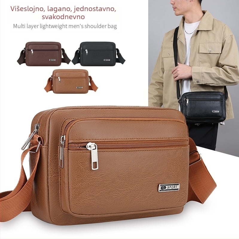 Muška PU kožna crossbody torba za poslovna putovanja – Veliki kapacitet, otporna na habanje, pogodna za slobodno vrijeme putovanja (PU koža, veliki kapacitet, otporna na habanje, poslovni stil)