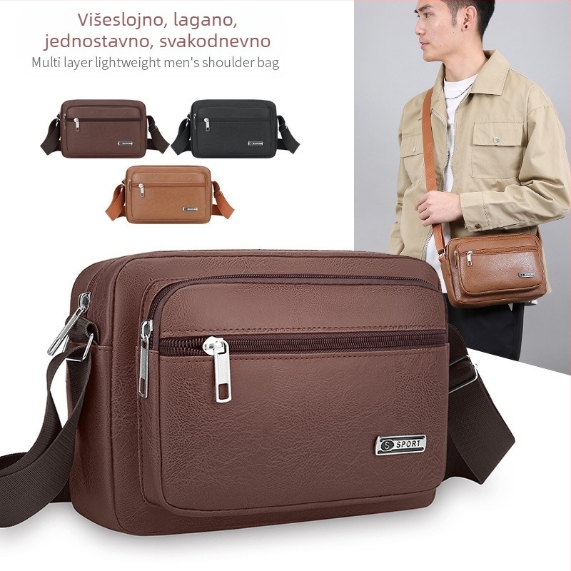 Muška PU kožna crossbody torba za poslovna putovanja – Veliki kapacitet, otporna na habanje, pogodna za slobodno vrijeme putovanja (PU koža, veliki kapacitet, otporna na habanje, poslovni stil)
