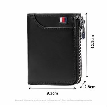 Novčanik od prave kože, koža prvog sloja, podstava od kože, gradski stil jednostavnosti, funkcija protiv krađe