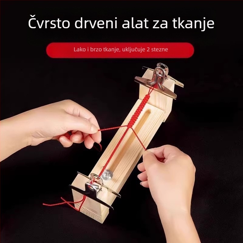 Alat za pletenje narukvica s drvenim okvirom — fiksni klip, prilagodljiv, lansiran u ljeto 2024