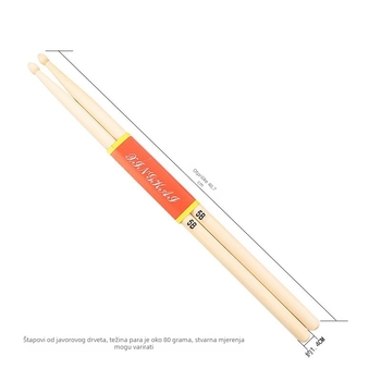 Bubanj palice – javorovo drvo, model 5A/5B, brend BMQALS (Materijal: javor; Model: 5A/5B; Kategorija: Bubanj palice)