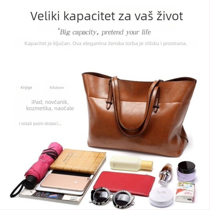 Velika ženska torba u stilu lokomotive, PU materijal, vertikalni kvadratni oblik, zatvaranje zipom, poliester podstava, unutarnji džepovi za telefon i ID karticu