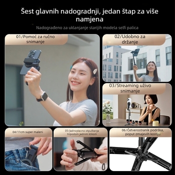 Mini magnetski selfie štap s Bluetoothom, teleskopskim držačem za telefon, MagSafe držak – protiv podrhtavanja