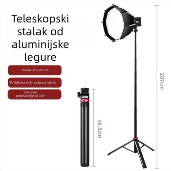 Selfie štapić za mobitel s aluminijske legure teleskopskim svjetlosnim stalkom i prijenosnim tronožnim stativom