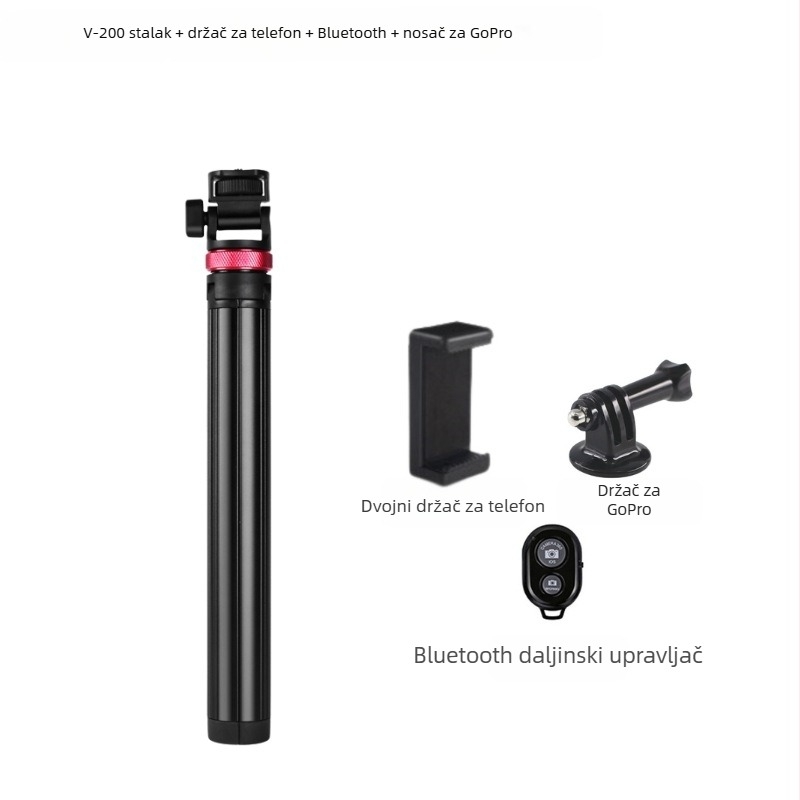 Selfie štapić za mobitel s aluminijske legure teleskopskim svjetlosnim stalkom i prijenosnim tronožnim stativom