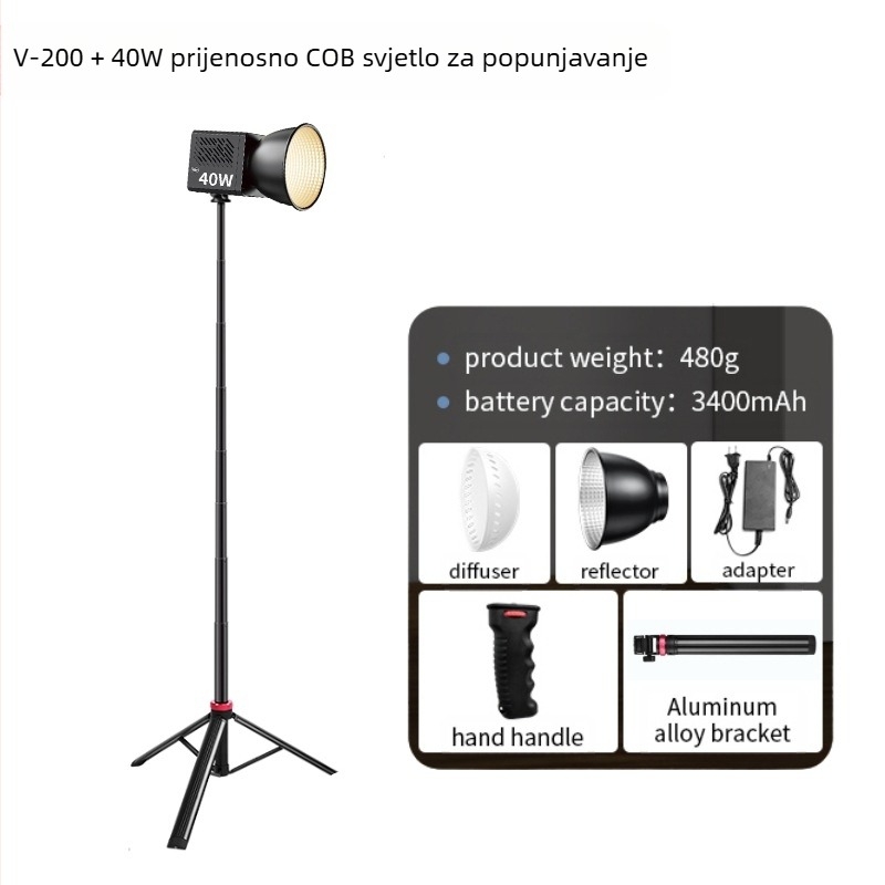 Selfie štapić za mobitel s aluminijske legure teleskopskim svjetlosnim stalkom i prijenosnim tronožnim stativom