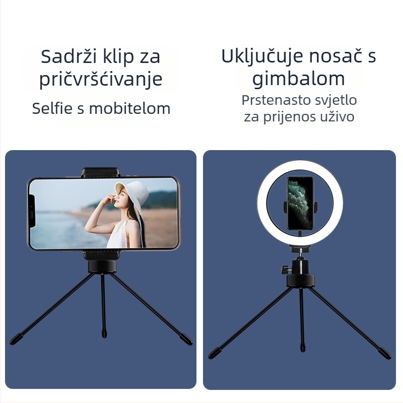 Stolni držač za mobitel s trostranim stativom, univerzalna kompatibilnost