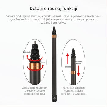 Produžni štap za Insta360 i GoPro panoramske akcijske kamere, aluminijska legura, nosivost do 2 kg