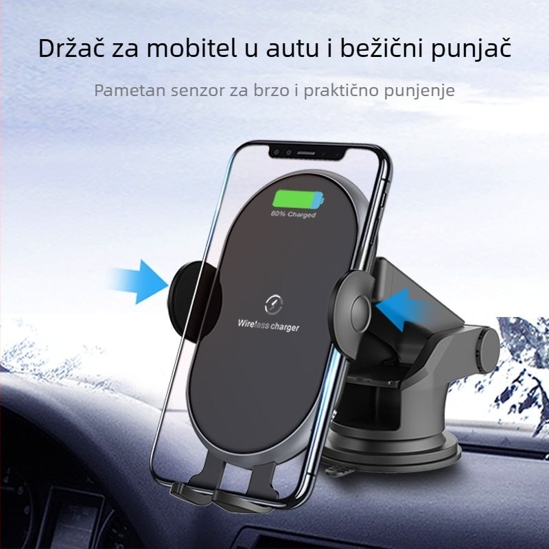 Univerzalni držač za telefon za automobilni ventilacijski otvor s bežičnim 15W brzom punjenju, senzor aktivacije, izlaz 5V3A, QC3.0