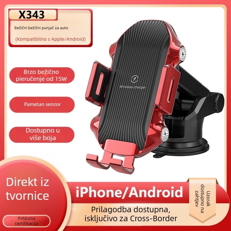 Univerzalni držač za telefon za automobilni ventilacijski otvor s bežičnim 15W brzom punjenju, senzor aktivacije, izlaz 5V3A, QC3.0