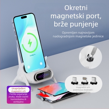 Bežični punjač za pametne telefone s držačem za stolnu ploču za horizontalno ili vertikalno korištenje, QC3.0, 2 A, 15 W, Brzo punjenje