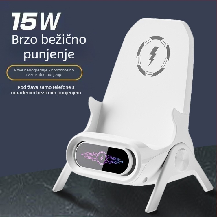 Bežični punjač za pametne telefone s držačem za stolnu ploču za horizontalno ili vertikalno korištenje, QC3.0, 2 A, 15 W, Brzo punjenje