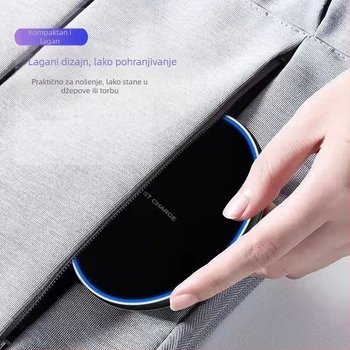 15W Qi bežični punjač za pametne telefone, aluminijska legura, ultra-tanki kružni dizajn, stolni bežični punjač