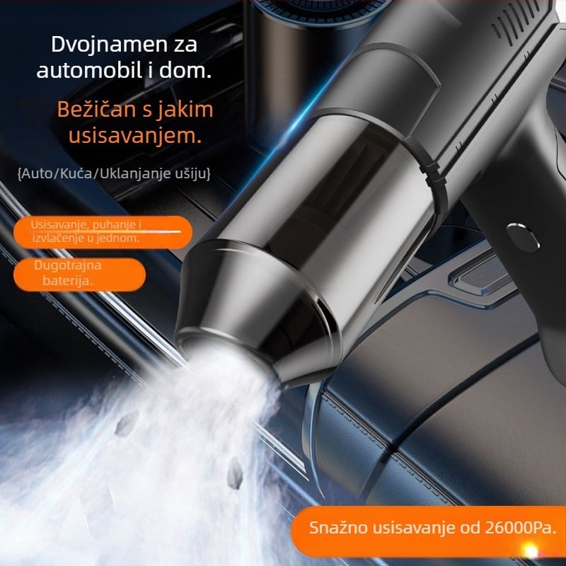 Ručni bežični usisavač za auto i dom, 16000 Pa, 80 W, napon 7,4 V, sterilizacija i čišćenje prašine