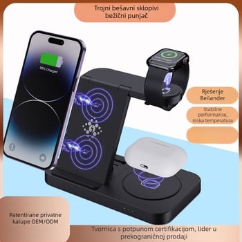 Kompaktni 3-u-1 bežični punjač za Apple i Samsung – QC3.0 brzo punjenje, do 22W izlaz, 3.1A izlaz