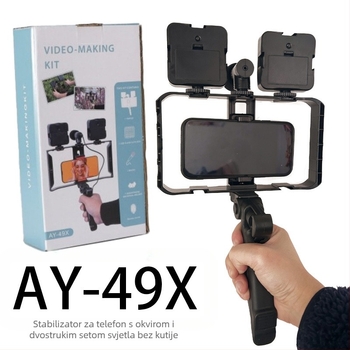 AY-49X Mini rasvjeta za popunjavanje za ručnu upotrebu sa stolnim stalkom, pogodna za live streaming i snimanje videa, 5V, ispod 10W, podržava više kamera