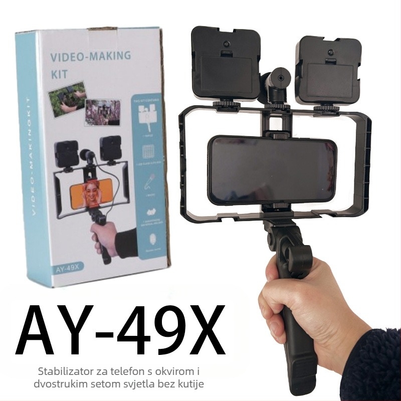 AY-49X Mini rasvjeta za popunjavanje za ručnu upotrebu sa stolnim stalkom, pogodna za live streaming i snimanje videa, 5V, ispod 10W, podržava više kamera