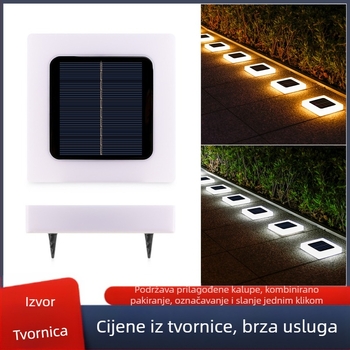 Solarna podzemna LED lampica za vrt, 5W, 6–12 sati osvjetljenja, vodootporna na kišu, model: Velika kvadratna mat lampica