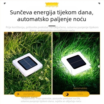 Solarna podzemna LED lampica za vrt, 5W, 6–12 sati osvjetljenja, vodootporna na kišu, model: Velika kvadratna mat lampica