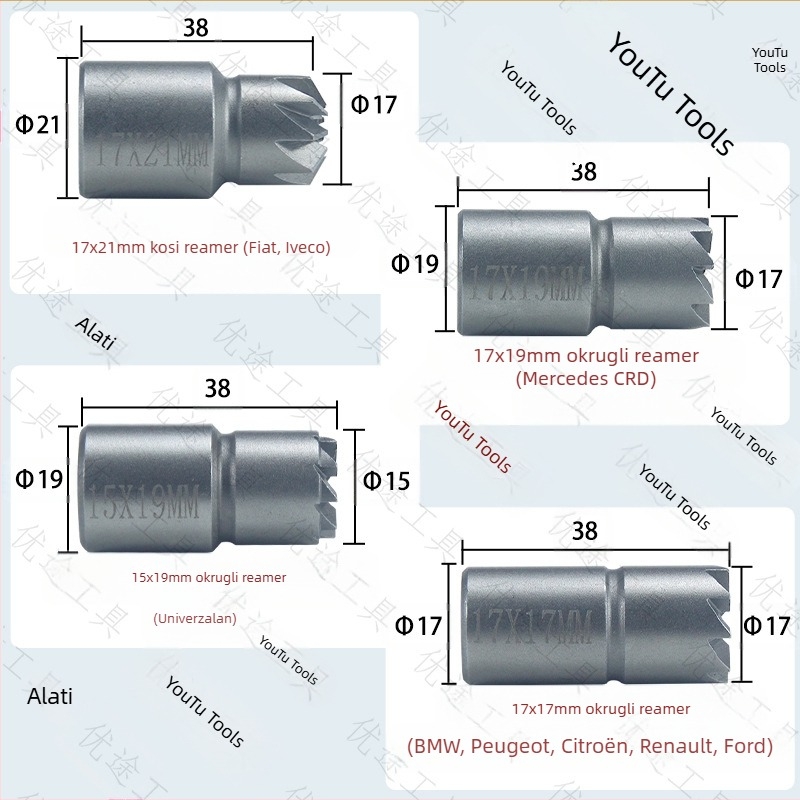 Set alata za uklanjanje dizelskog ubrizgivača s reamerom — 5/7/10/17 komada, utmall