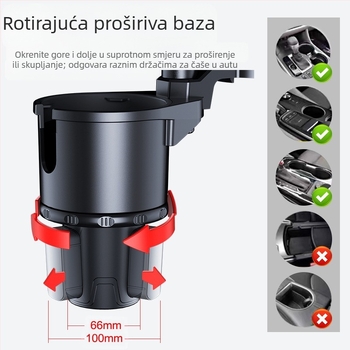 Držač za čaše u automobilu s držačem za telefon; Universal; ABS; Model 3066-C; Kompatibilan s instrument pločom