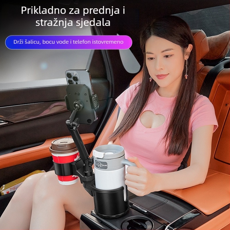 Držač za čaše u automobilu s držačem za telefon; Universal; ABS; Model 3066-C; Kompatibilan s instrument pločom