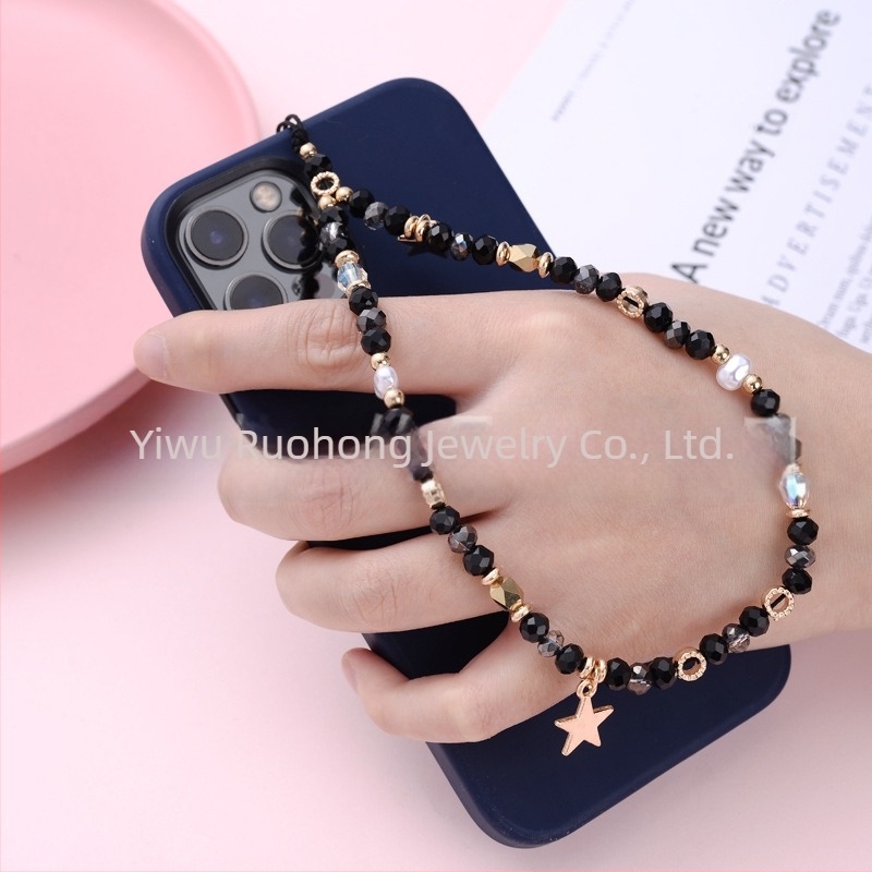 Privjesak za lanac za telefon od kristala, legure i CCB; polu ručna obrada; prirodan stil; zimska kolekcija 2022