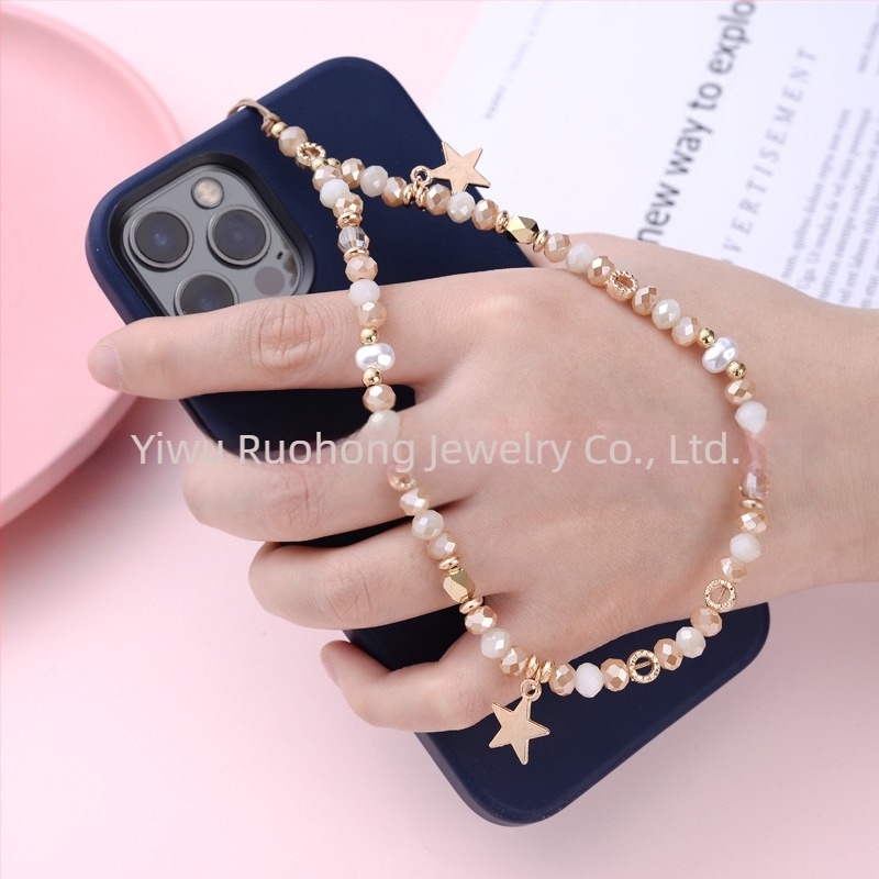 Privjesak za lanac za telefon od kristala, legure i CCB; polu ručna obrada; prirodan stil; zimska kolekcija 2022