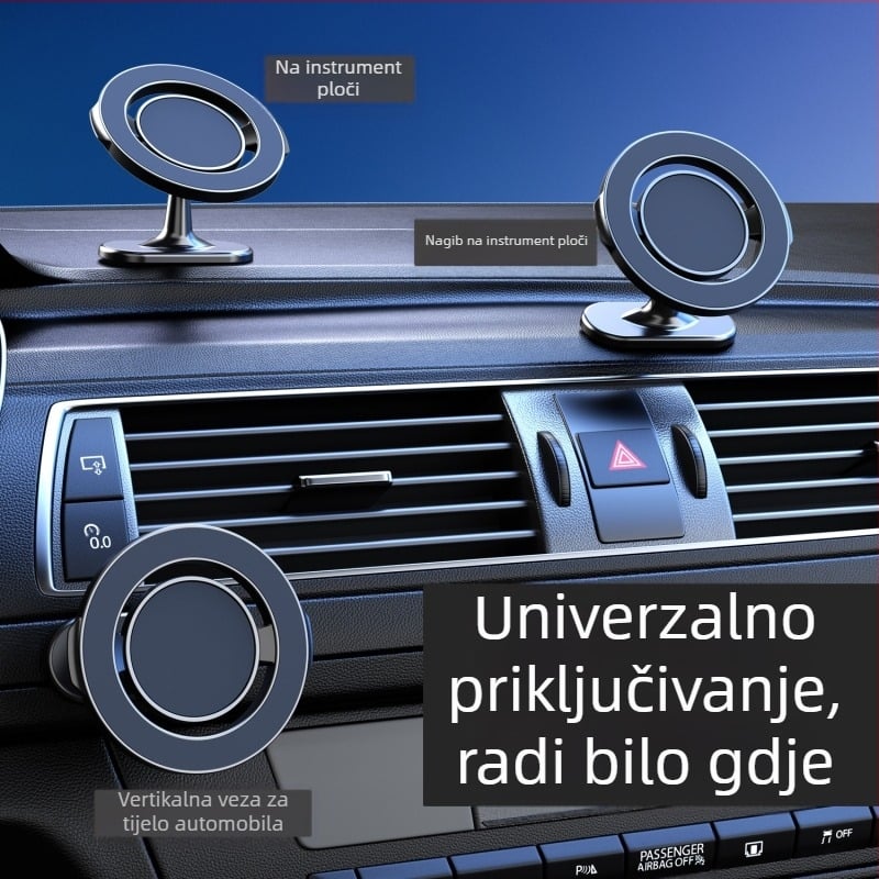 360° rotirajući držač za telefon na ploči automobila, s ljepilom, sklopiv i magnetski, prilagodljiv