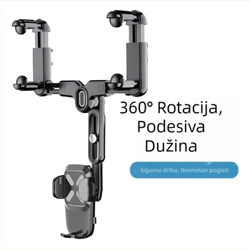 Držač za retrovizor automobila s izvučnim držačem za telefon, ABS, model R004, kompatibilan s Apple, Huawei i Xiaomi