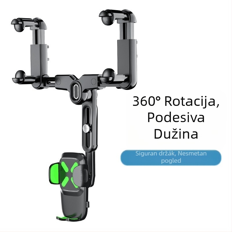 Držač za retrovizor automobila s izvučnim držačem za telefon, ABS, model R004, kompatibilan s Apple, Huawei i Xiaomi