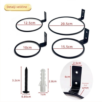 Zidni okrugli držač za posude od željeza za vanjsku upotrebu