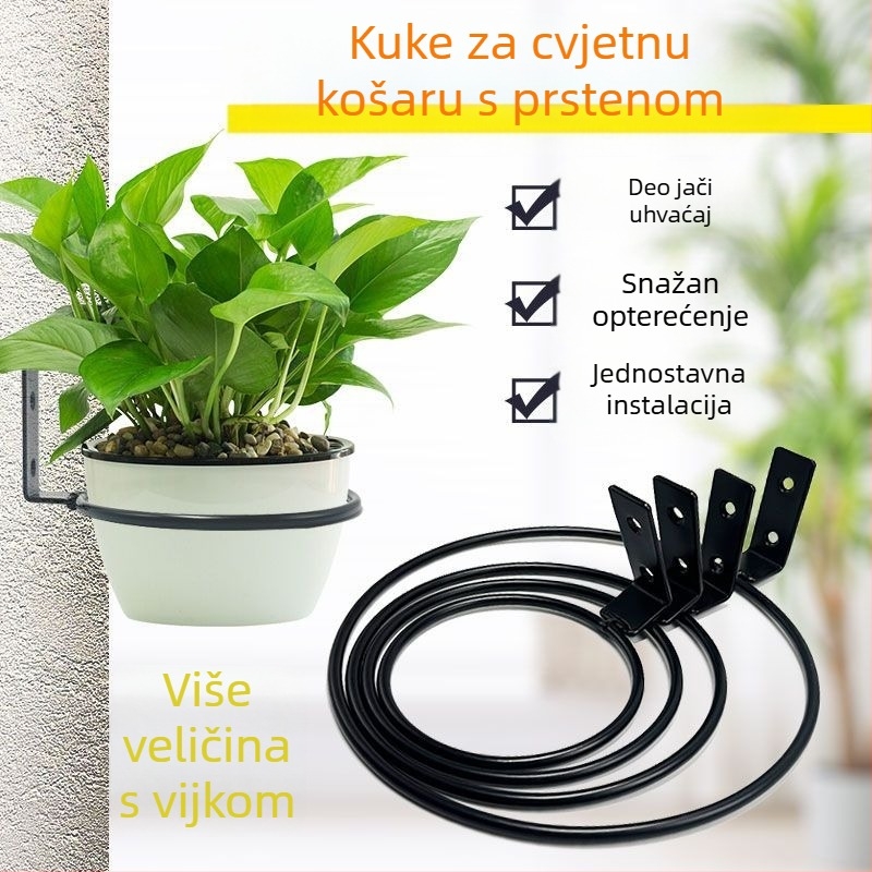 Zidni okrugli držač za posude od željeza za vanjsku upotrebu