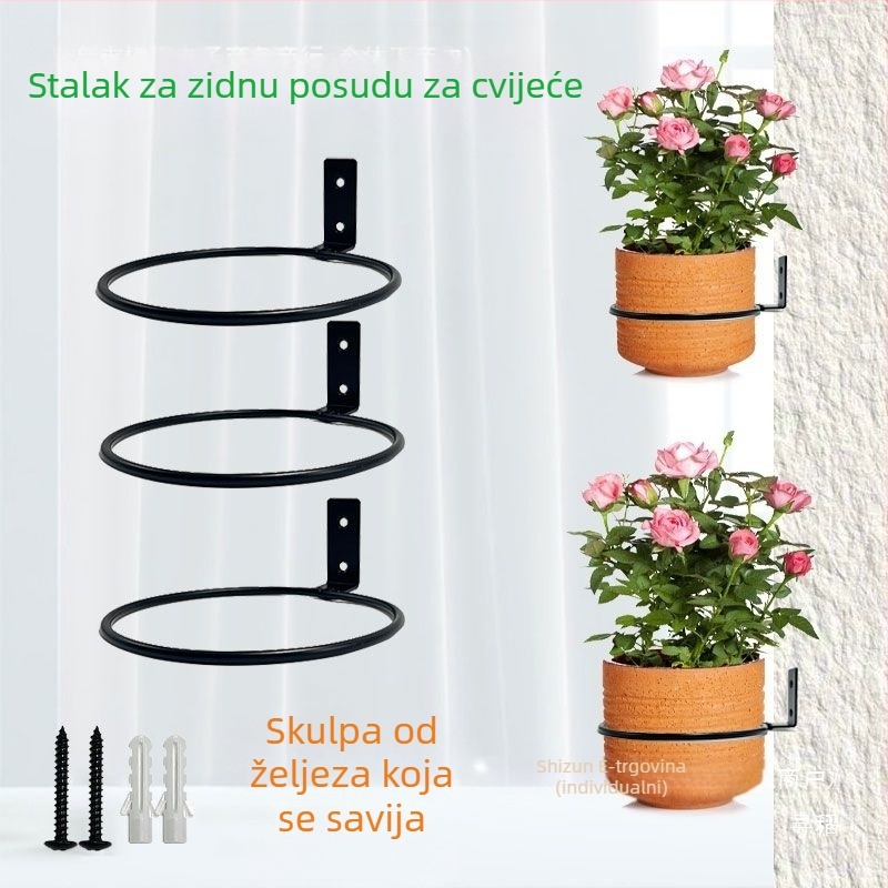 Zidni okrugli držač za posude od željeza za vanjsku upotrebu