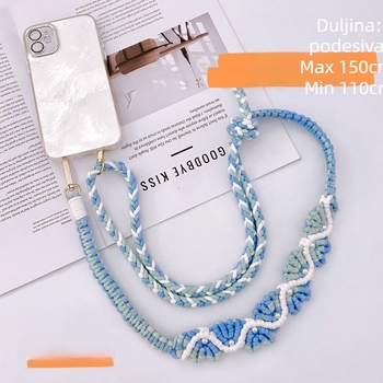 Šnura za mobitel s gradijentnim ružičastim uzorkom, ručno pletena; materijal legura; proljeće 2025; originalni dizajn s privjeskom za ključeve