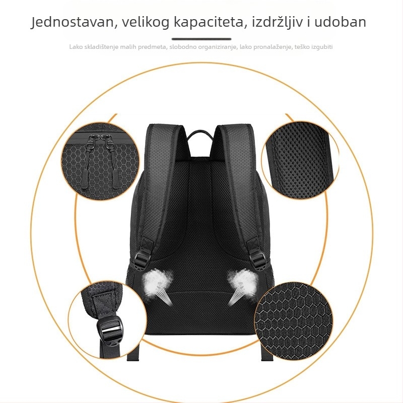 Ruksak za trening nogometa s velikim kapacitetom, vodootporan, odvojeni pretinac za cipele, prozračan, zakrivljene naramenice, Oxford tkanina