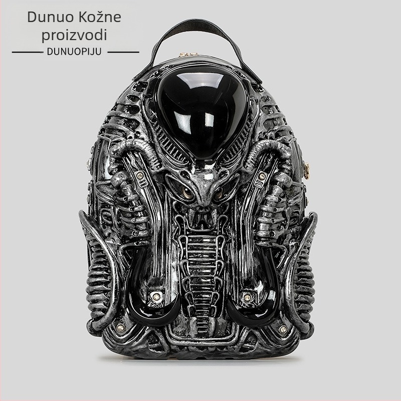 Unisex ruksak u obliku kobre, PU materijal, zatvarač, poliester podstava, džep za mobitel, prozračan