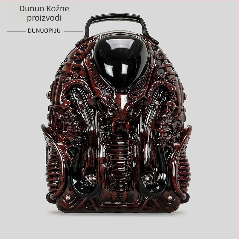 Unisex ruksak u obliku kobre, PU materijal, zatvarač, poliester podstava, džep za mobitel, prozračan