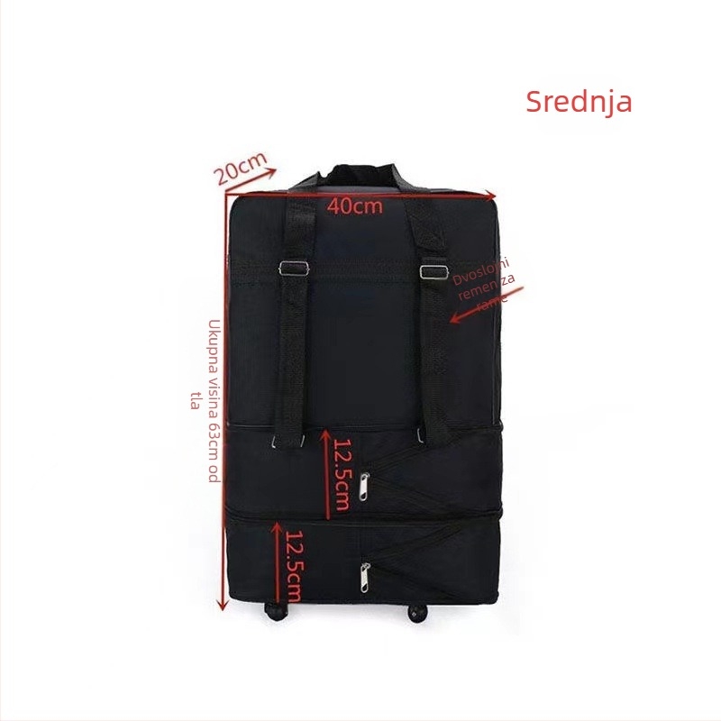 Sklopiva torba za prtljagu s univerzalnim kotačićima, 1,6 kg, Oxford tkanina, vodootporna i proširiva, za poslovna putovanja