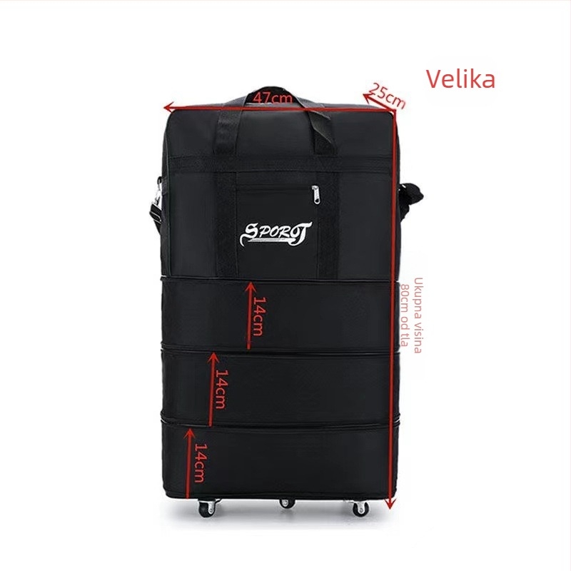 Sklopiva torba za prtljagu s univerzalnim kotačićima, 1,6 kg, Oxford tkanina, vodootporna i proširiva, za poslovna putovanja
