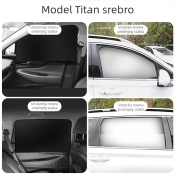 Magnetska sjenila za prozore automobila - srebrno presvučena tkanina, reflektirajuća, toplinska izolacija, prilagodljiva, Univerzalna ugradnja