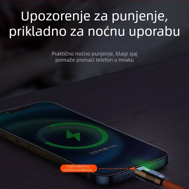 Xinyan Apple PD USB kabel za iPhone 14 – Više sučelja: Lightning, USB-C, Micro USB, Mini USB; Pleteni kabel, 120W brzo punjenje