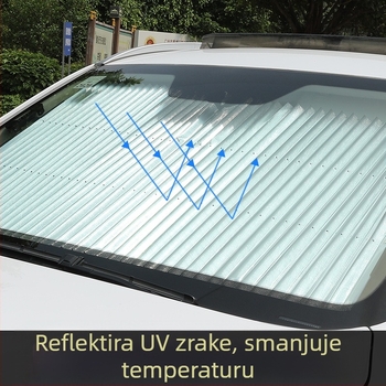 Automobilska sjenila za sunce s automatskim proširivanjem, montaža usisnim čašicama, aluminijska folija, težina 0,6 kg, mogućnost prilagodbe proizvodnje i tiskanja logotipa