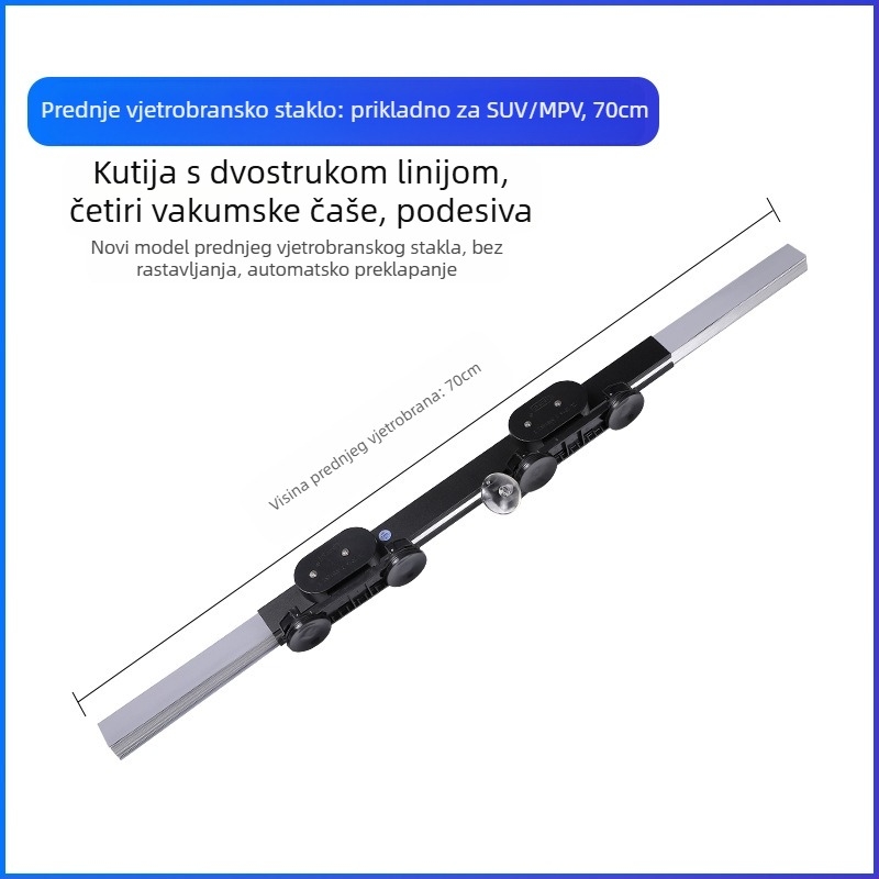 Automobilska sjenila za sunce s automatskim proširivanjem, montaža usisnim čašicama, aluminijska folija, težina 0,6 kg, mogućnost prilagodbe proizvodnje i tiskanja logotipa