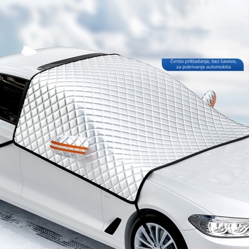 Pokrov za prednje staklo automobila - debeli aluminijski film, pričvršćivanje usisnim čašicama, univerzalna prilagodba, težina 1 kg