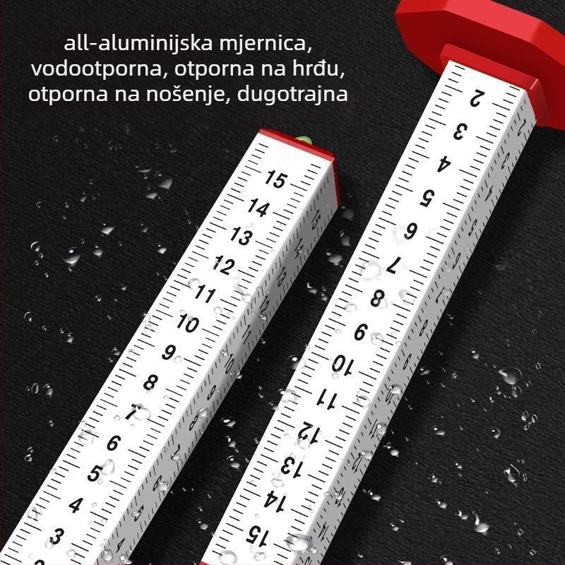 Četverostrano aluminijsko ravnalo za niveliranje i horizontalno poravnavanje za zidarstvo i pločice