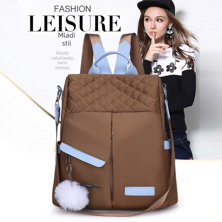 Ženski ranac u japansko-korejskom stilu, rhombus Oxford tkanina, najlon, poliester podstava, mekana konstrukcija, pogodna za poslovna putovanja