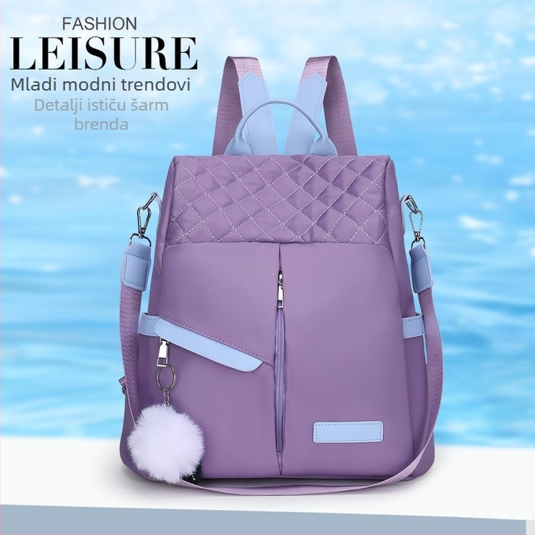 Ženski ranac u japansko-korejskom stilu, rhombus Oxford tkanina, najlon, poliester podstava, mekana konstrukcija, pogodna za poslovna putovanja